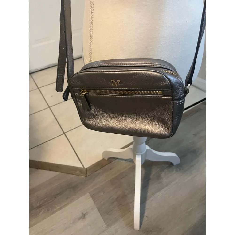 Diane Von Furstenberg Milo Mini Metallic Gray Crossbody Purse - Picture 12 of 13